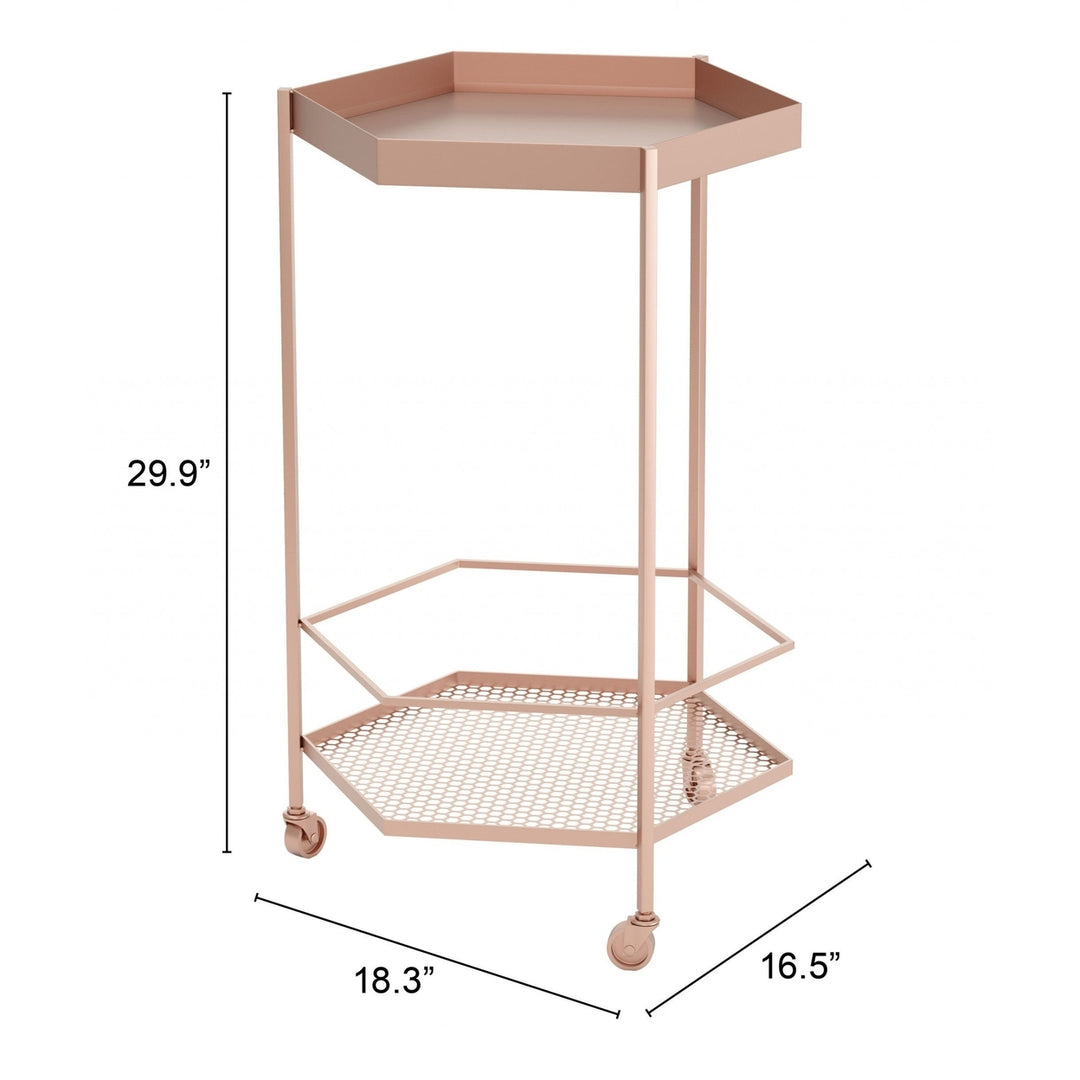 Gold Steel Hexagon Rolling Bar Cart Image 9