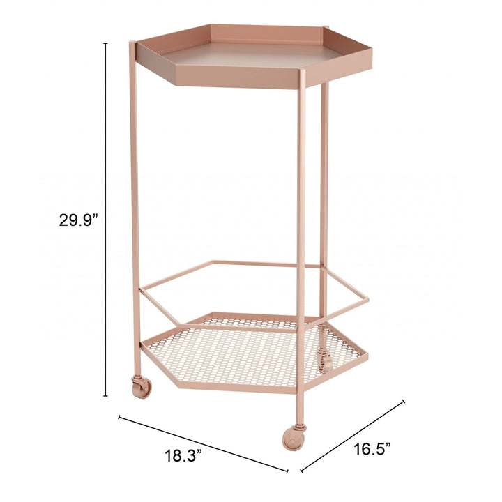 Gold Steel Hexagon Rolling Bar Cart Image 9