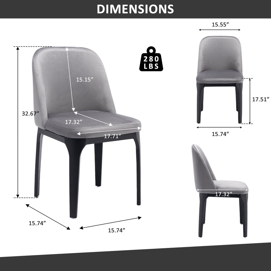 Gray And Black Upholstered Velvet Dining Side Chair Image 5