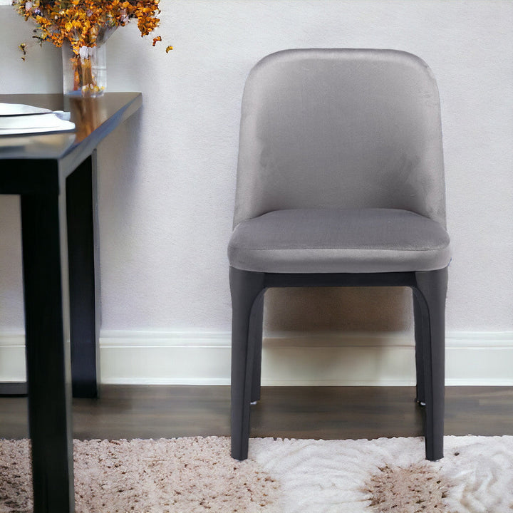 Gray And Black Upholstered Velvet Dining Side Chair Image 6