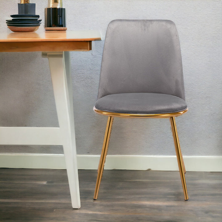 Gray And Gold Velvet and Metal Dining Side Chair Image 5