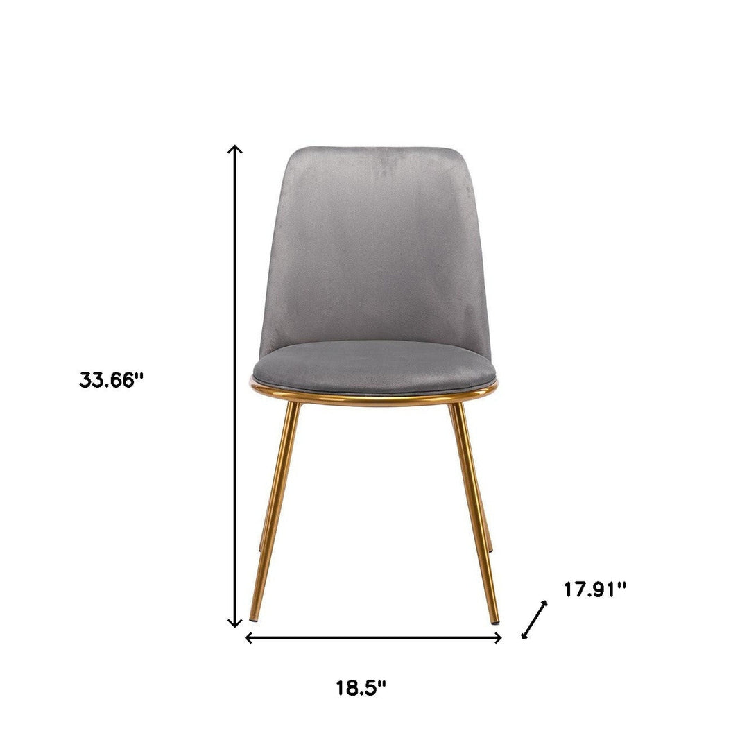 Gray And Gold Velvet and Metal Dining Side Chair Image 6