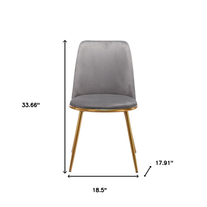 Gray And Gold Velvet and Metal Dining Side Chair Image 6