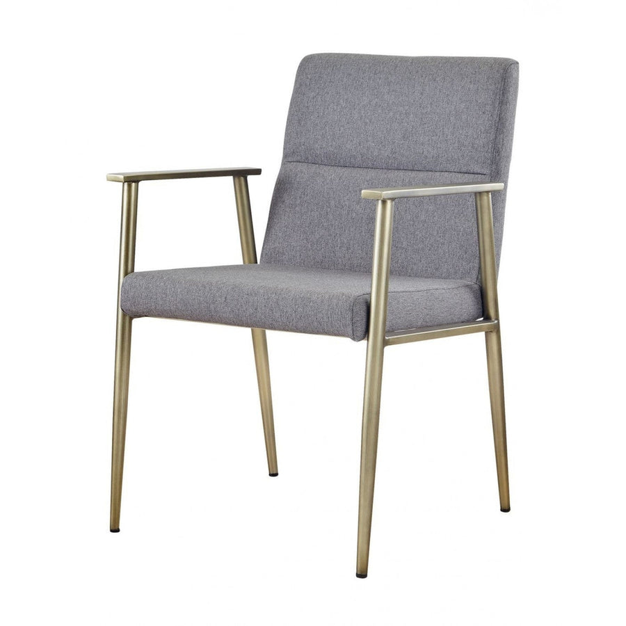 Gray Antique Brass Contemporary Dining Chair Image 1
