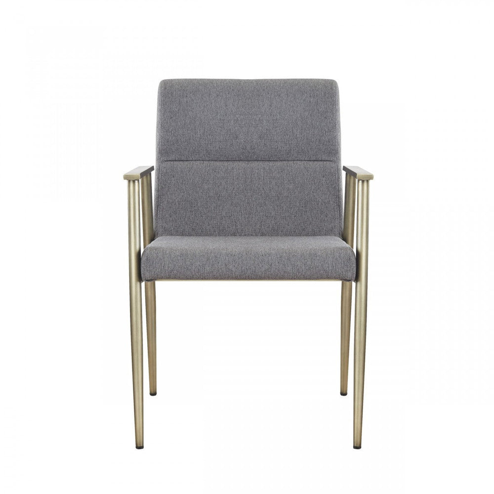 Gray Antique Brass Contemporary Dining Chair Image 2