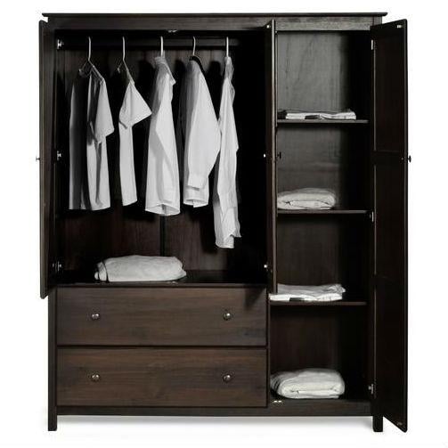 Espresso Wood Finish Bedroom Wardrobe Armoire Cabinet Closet Image 1