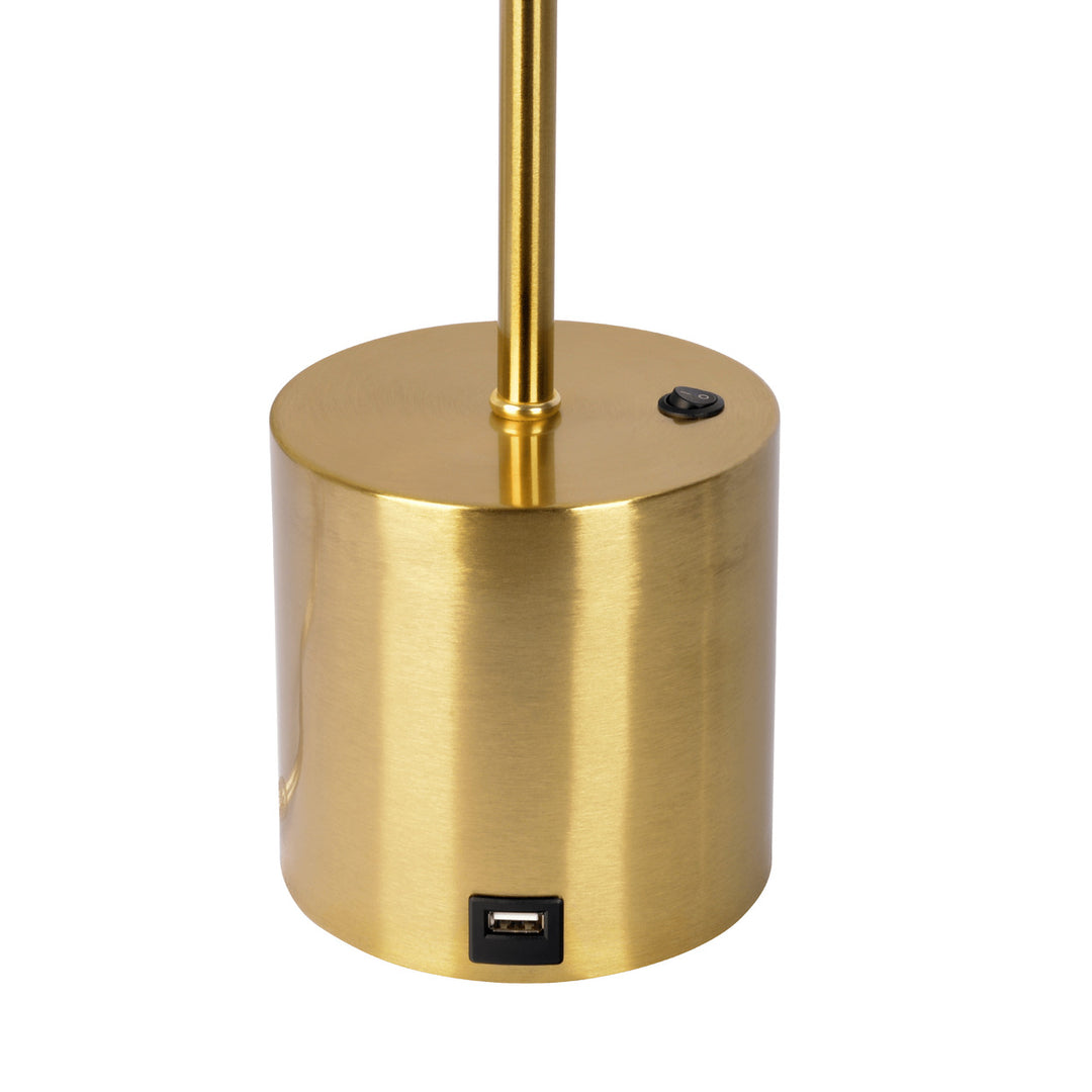 Ethereal Modern Small Brass Metal Table Lamp, Desk Lamp Fixture with White Glass Globe Shade Image 5