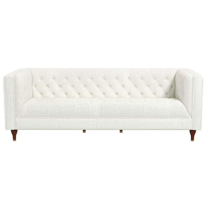 Evelyn Mid Century Modern Beige Boucle Luxury Chesterfield Sofa Image 7