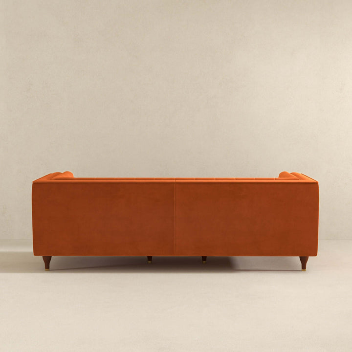 Evelyn Mid Century Modern Burnt Orange Velvet Luxury Chesterfield Sofa Image 6