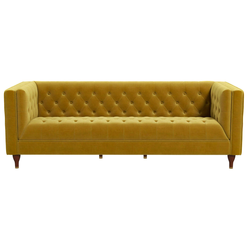 Evelyn Mid Century Modern Yellow Velvet Luxury Chesterfield Sofa Image 2