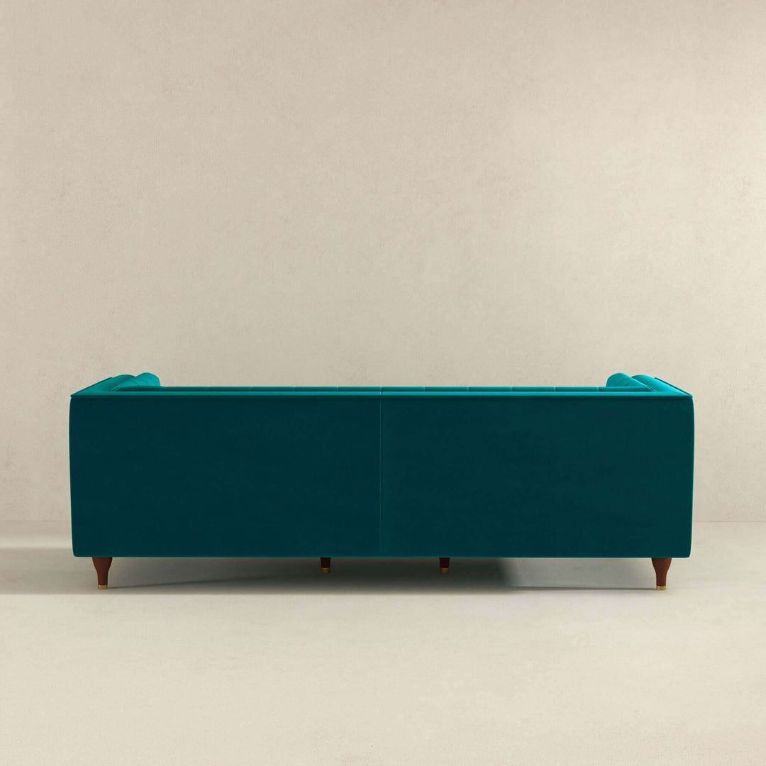 Evelyn Mid Century Modern Teal Velvet Luxury Chesterfield Sofa Image 6