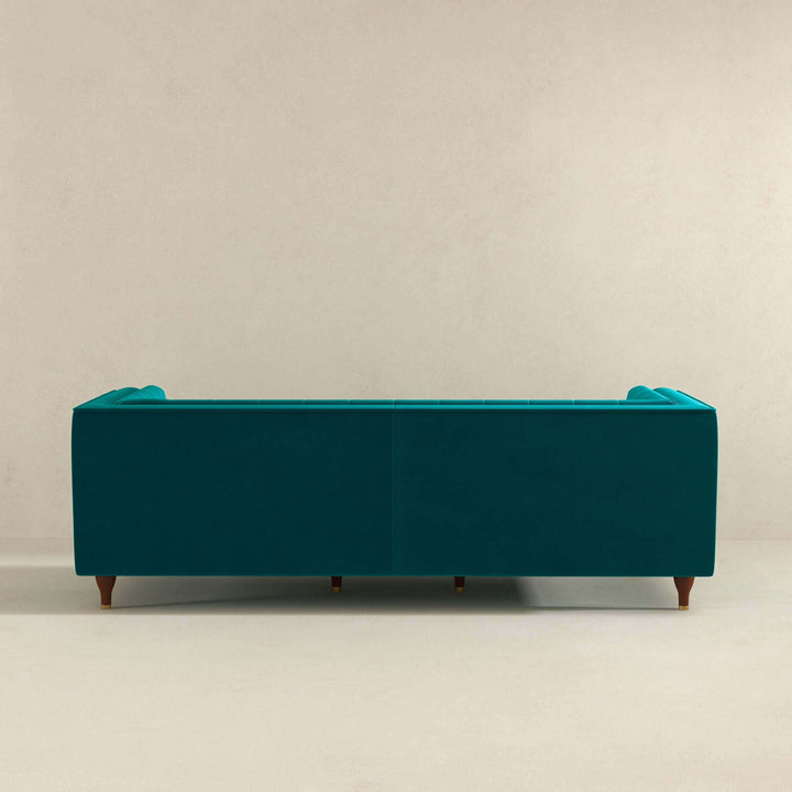 Evelyn Mid Century Modern Teal Velvet Luxury Chesterfield Sofa Image 6