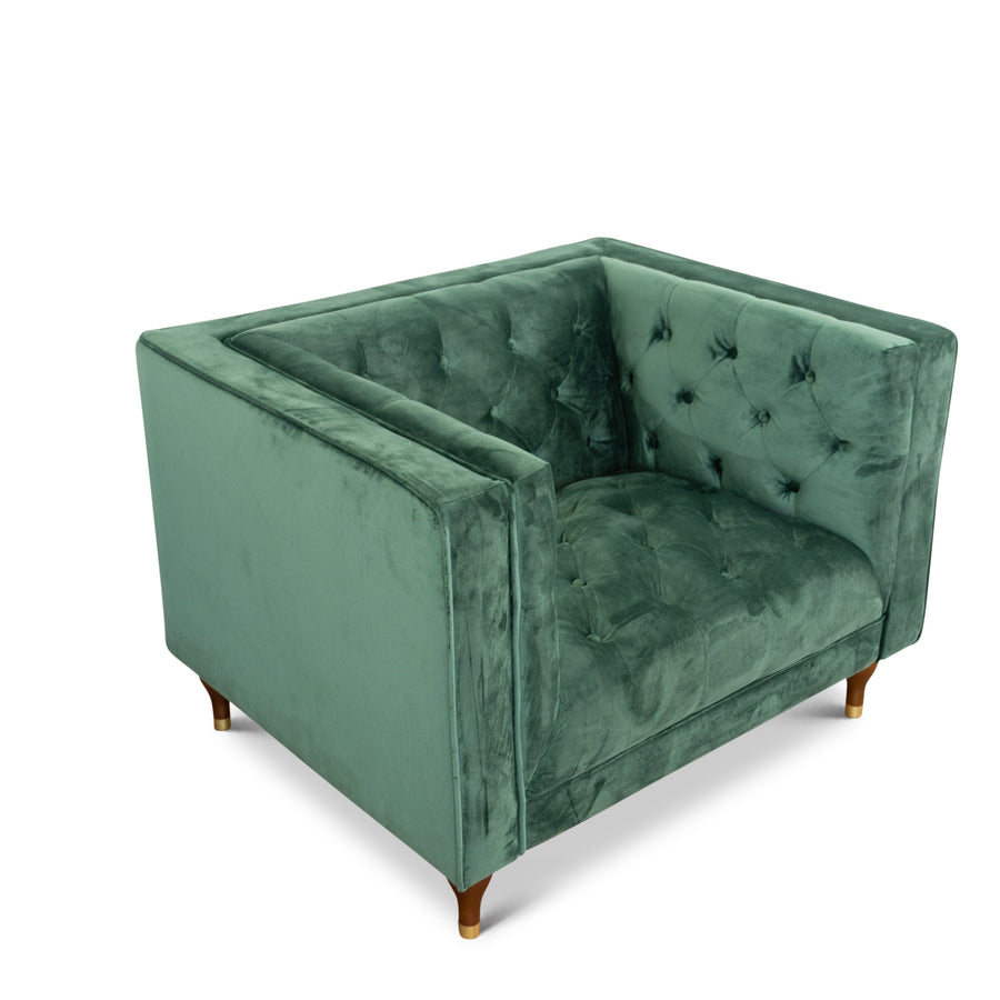 Evelyn Tufted Back Velvet Lounge Chair Image 1