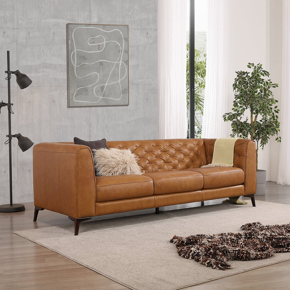 Fargo Tan Leather Sofa Image 3