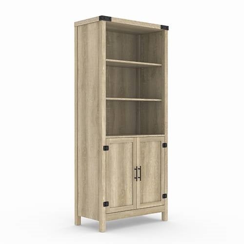 FarmHome Oak 3 Adjustable Shelves Entryway Bookcase Storage Cabinet Image 1