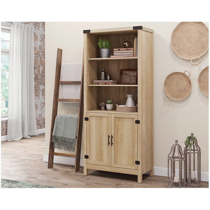 FarmHome Oak 3 Adjustable Shelves Entryway Bookcase Storage Cabinet Image 2