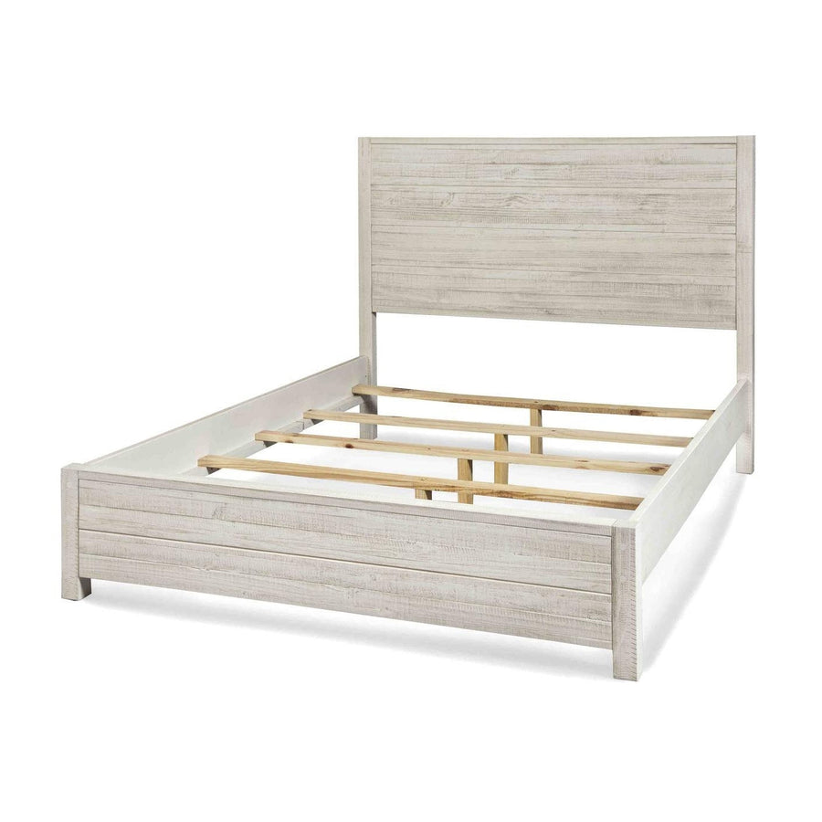 FarmHome Off White Solid Pine Platform Bed in Queen Size Image 1