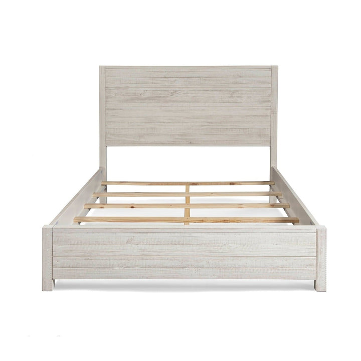 FarmHome Off White Solid Pine Platform Bed in King Size Image 1