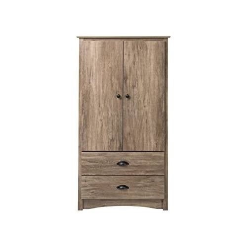 FarmHome Rustic 2 Drawer Bedroom Storage Armoire Grey Oak Image 1