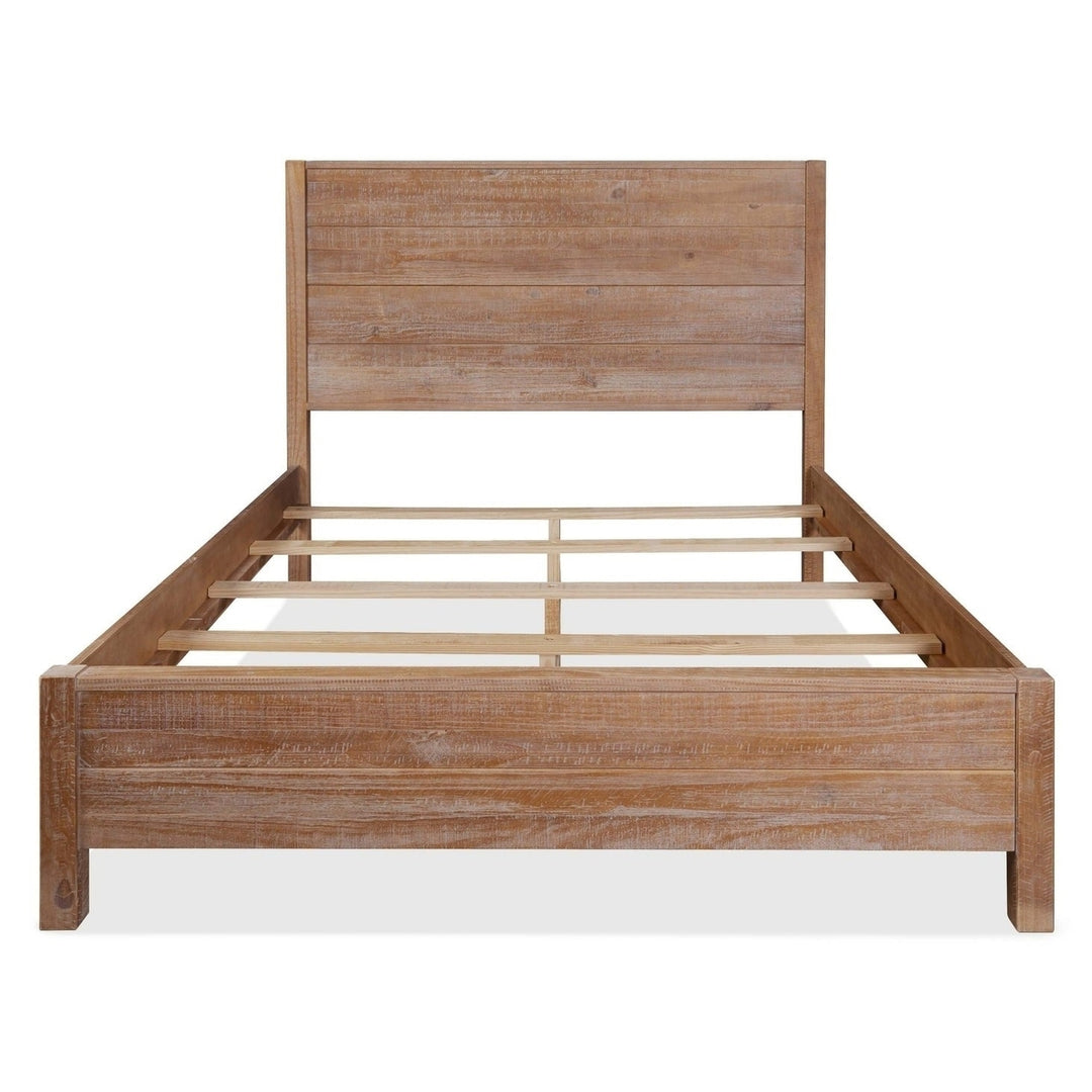 FarmHome Rustic Solid Pine Platform Bed in King Size Image 1