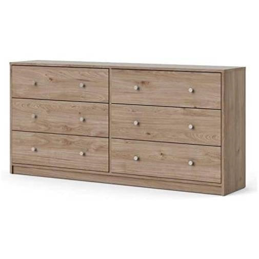 Farmhouse Contemporary 6 Drawer Double Dresser in Oak Image 1