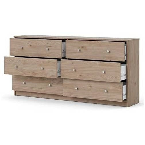 Farmhouse Contemporary 6 Drawer Double Dresser in Oak Image 3