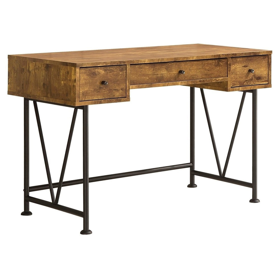 Farmhouse Rustic Home Office 3 Drawer Writing Desk Image 1