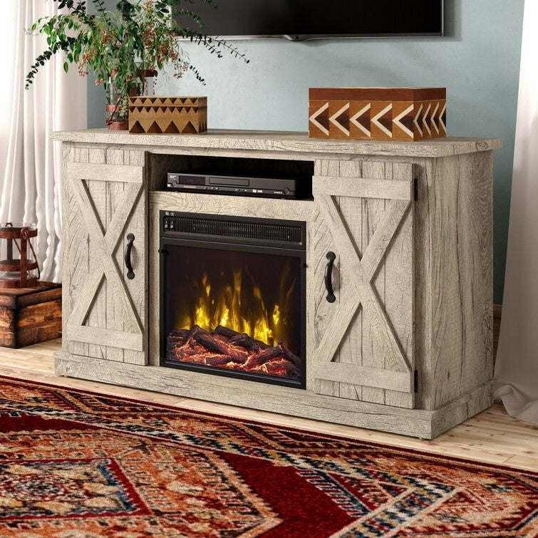 FarmHouse Rustic Pine TV Entertainment Electric Fireplace Image 3