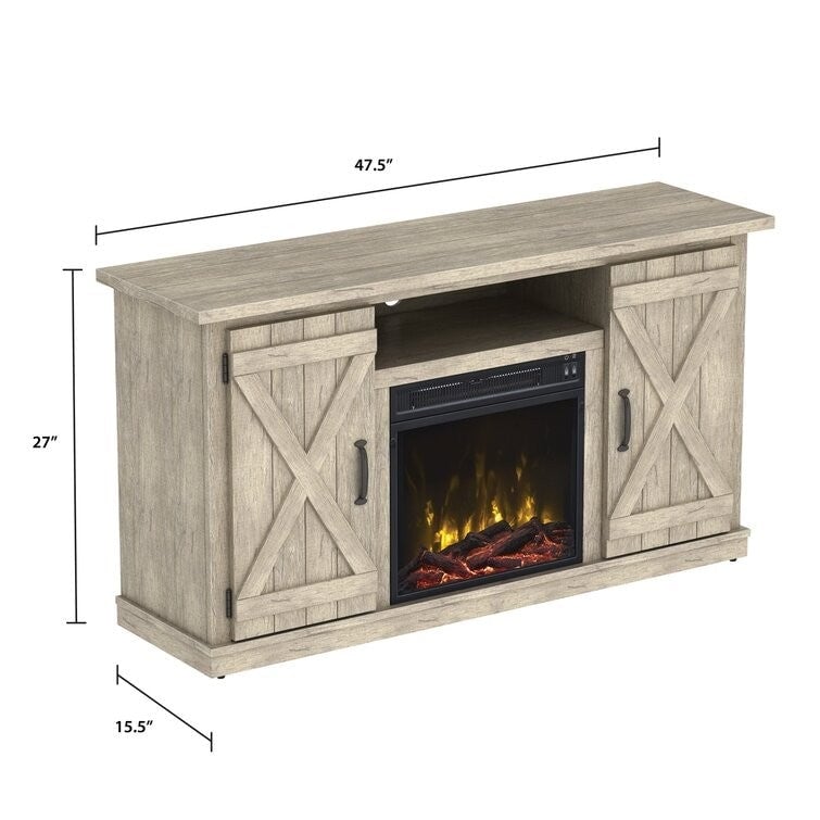 FarmHouse Rustic Pine TV Entertainment Electric Fireplace Image 4