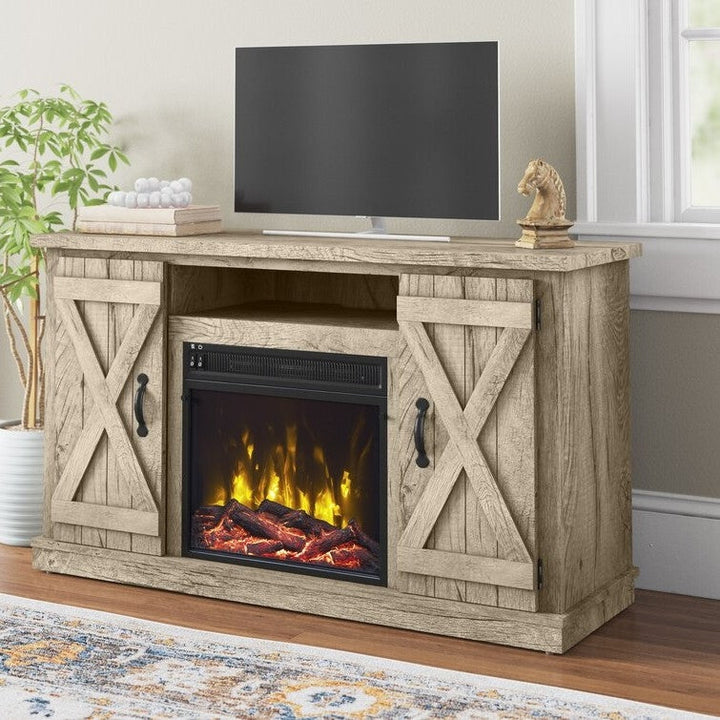 FarmHouse Rustic Pine TV Entertainment Electric Fireplace Image 5