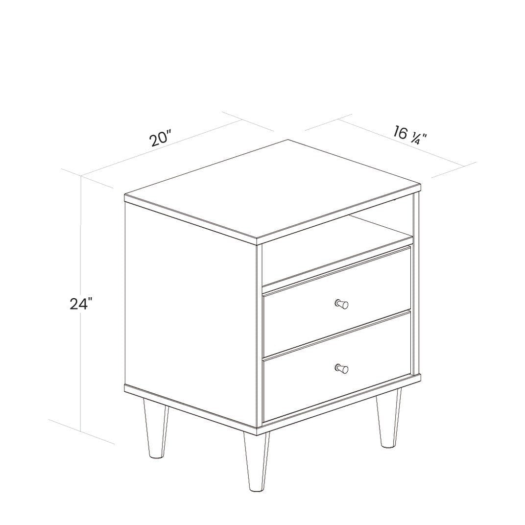 Farmhouse Rustic White Mid Century 2 Drawer Nightstand Image 5