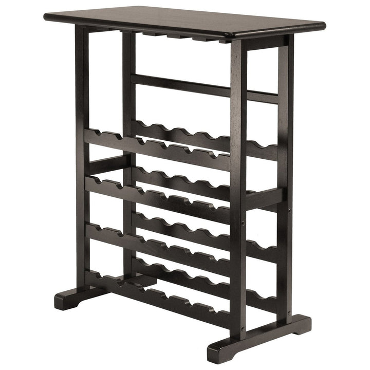 Floor-Standing Dark Espresso Brown 24-Bottle Wine Rack Image 1