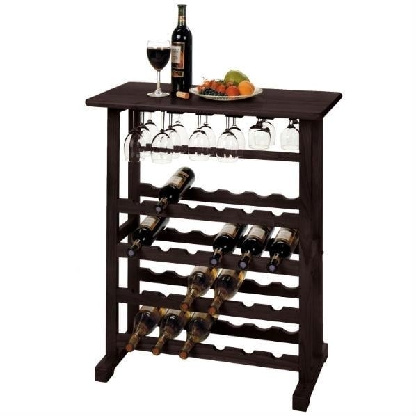 Floor-Standing Dark Espresso Brown 24-Bottle Wine Rack Image 2