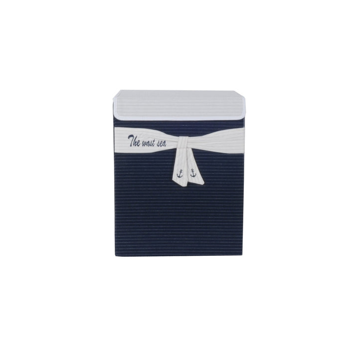 Foldable Navy Blue Fabric Lined Storage Basket Image 1