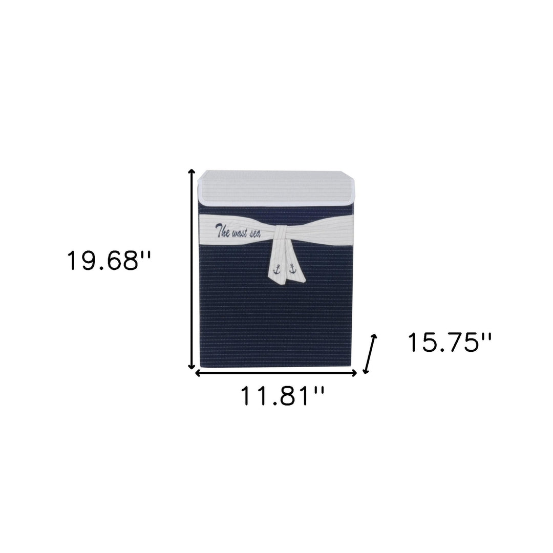 Foldable Navy Blue Fabric Lined Storage Basket Image 3