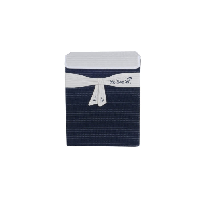 Foldable Navy Blue Fabric Lined Storage Basket Image 5