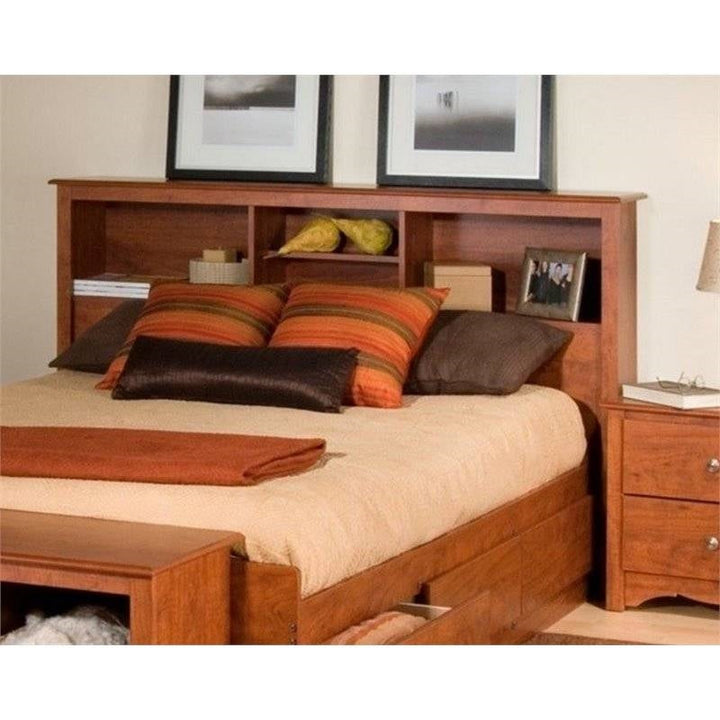 Full / Queen size Bookcase Headboard in Cherry Wood Finish Image 2