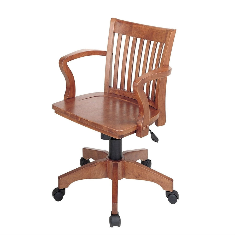 Classic Wooden Bankers Chair with Wood Seat and Arms Image 1