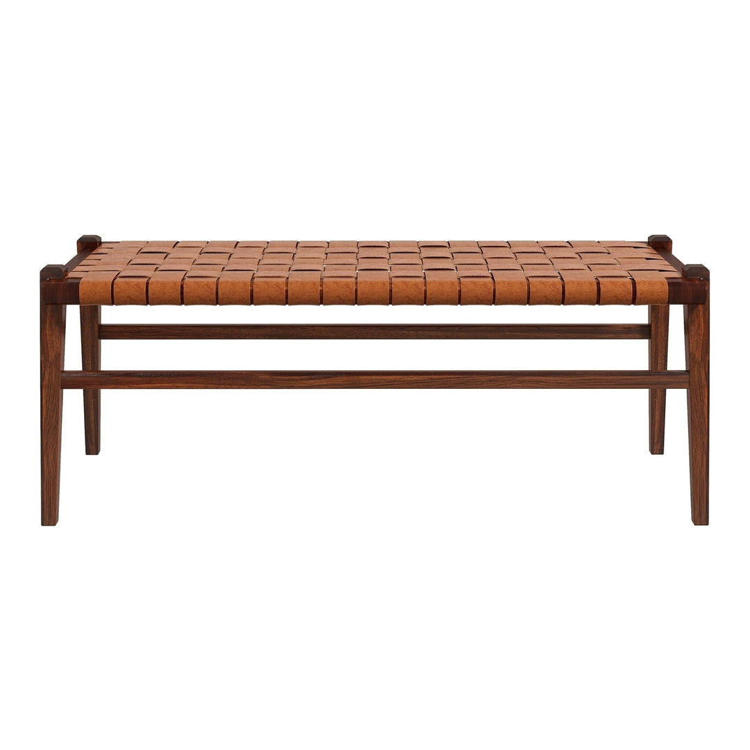 Cody Tan Leather Bench Image 1