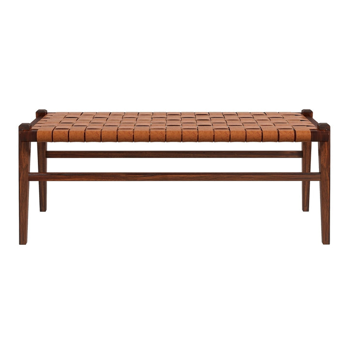 Cody Tan Leather Bench Image 1