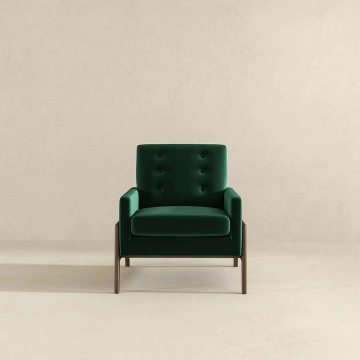 Cole Solid Wood Green Velvet Lounge Chair Image 3