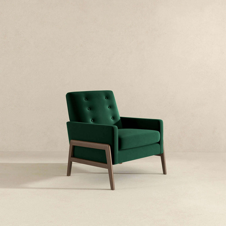 Cole Solid Wood Green Velvet Lounge Chair Image 4