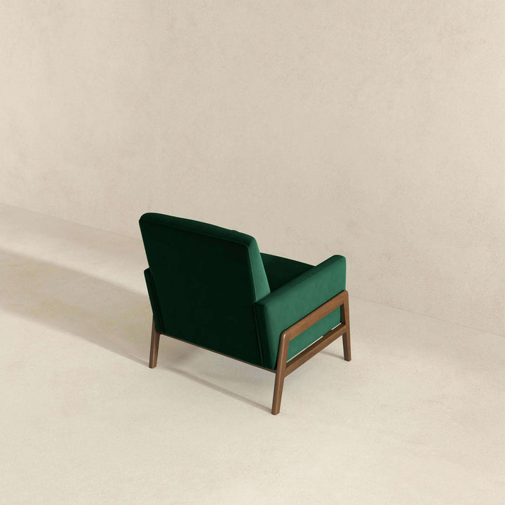 Cole Solid Wood Green Velvet Lounge Chair Image 5