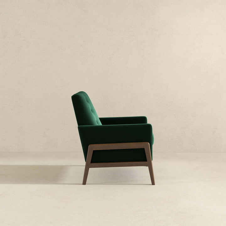 Cole Solid Wood Green Velvet Lounge Chair Image 6