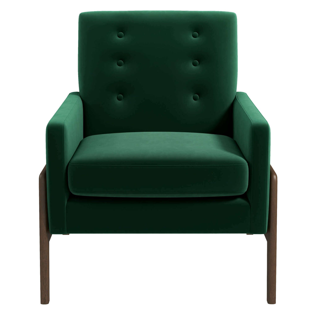 Cole Solid Wood Green Velvet Lounge Chair Image 7