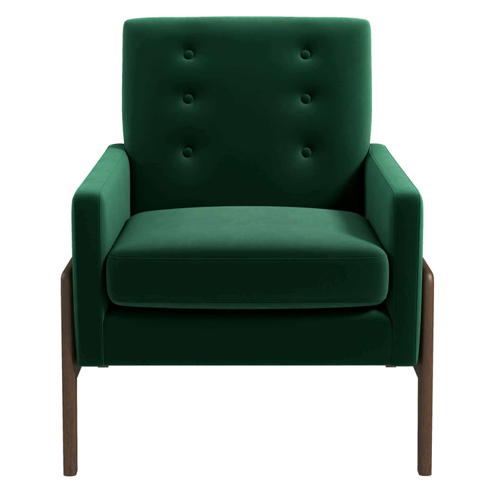 Cole Solid Wood Green Velvet Lounge Chair Image 7