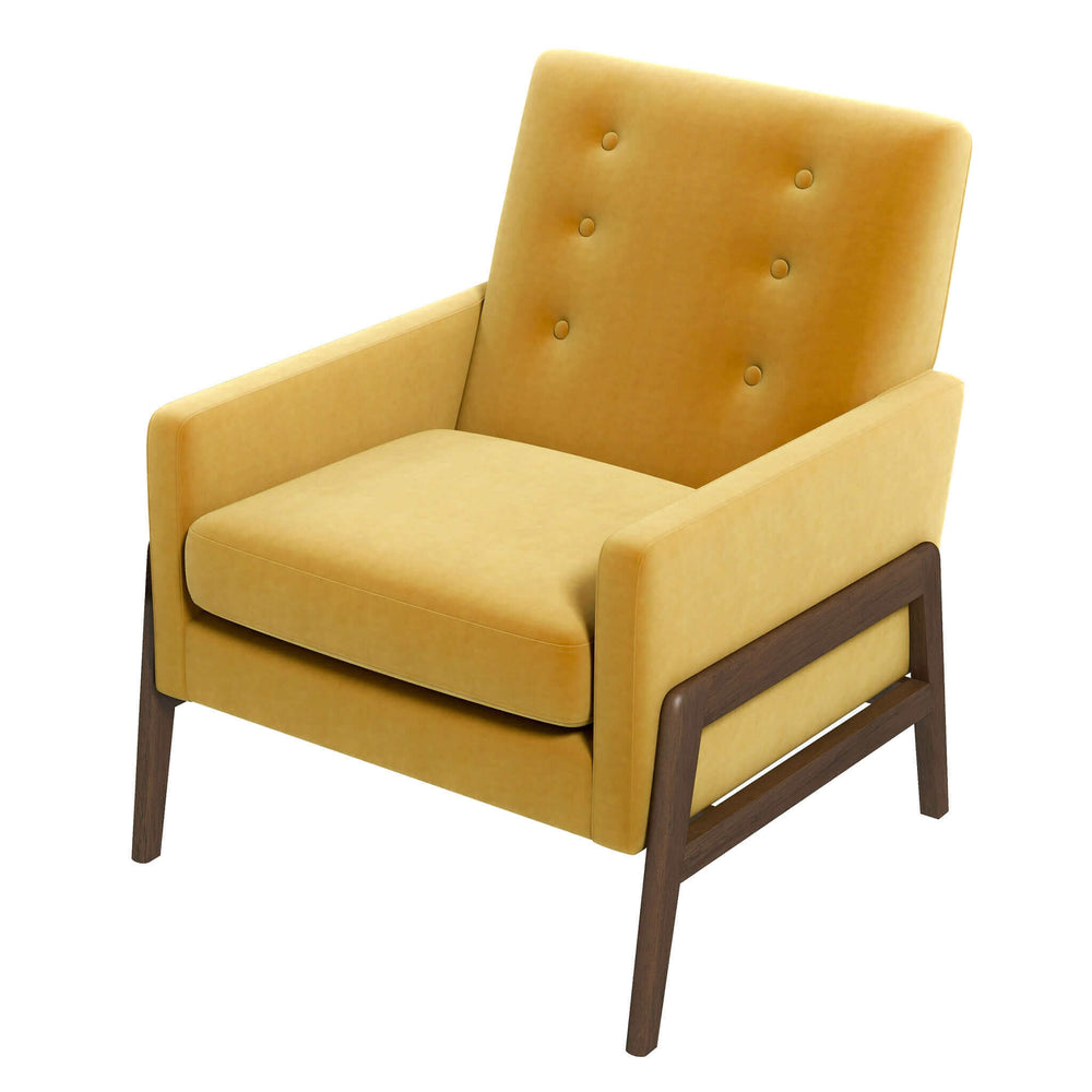 Cole Solid Wood Dark Yellow Velvet Lounge Chair Image 2