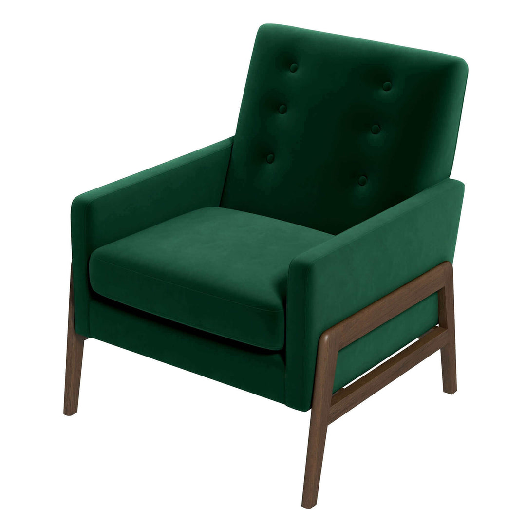 Cole Solid Wood Green Velvet Lounge Chair Image 8