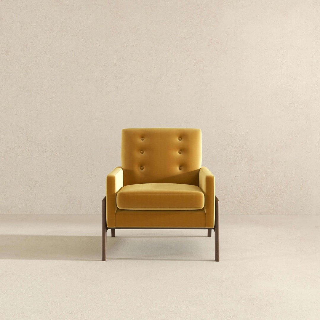 Cole Solid Wood Dark Yellow Velvet Lounge Chair Image 5