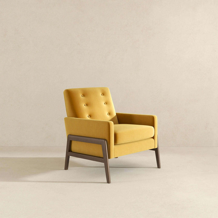 Cole Solid Wood Dark Yellow Velvet Lounge Chair Image 6